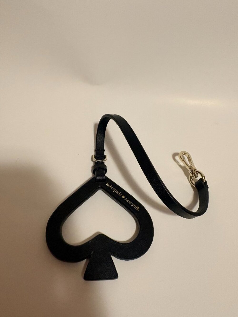 Kate Spade New York Black Leather Spade Cutout Bag Charm Luggage Tag